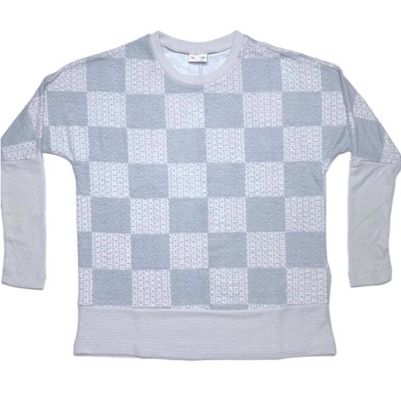 LulaRoe Tammy Top. Gray block pattern. Size Large - Picture 4 of 12